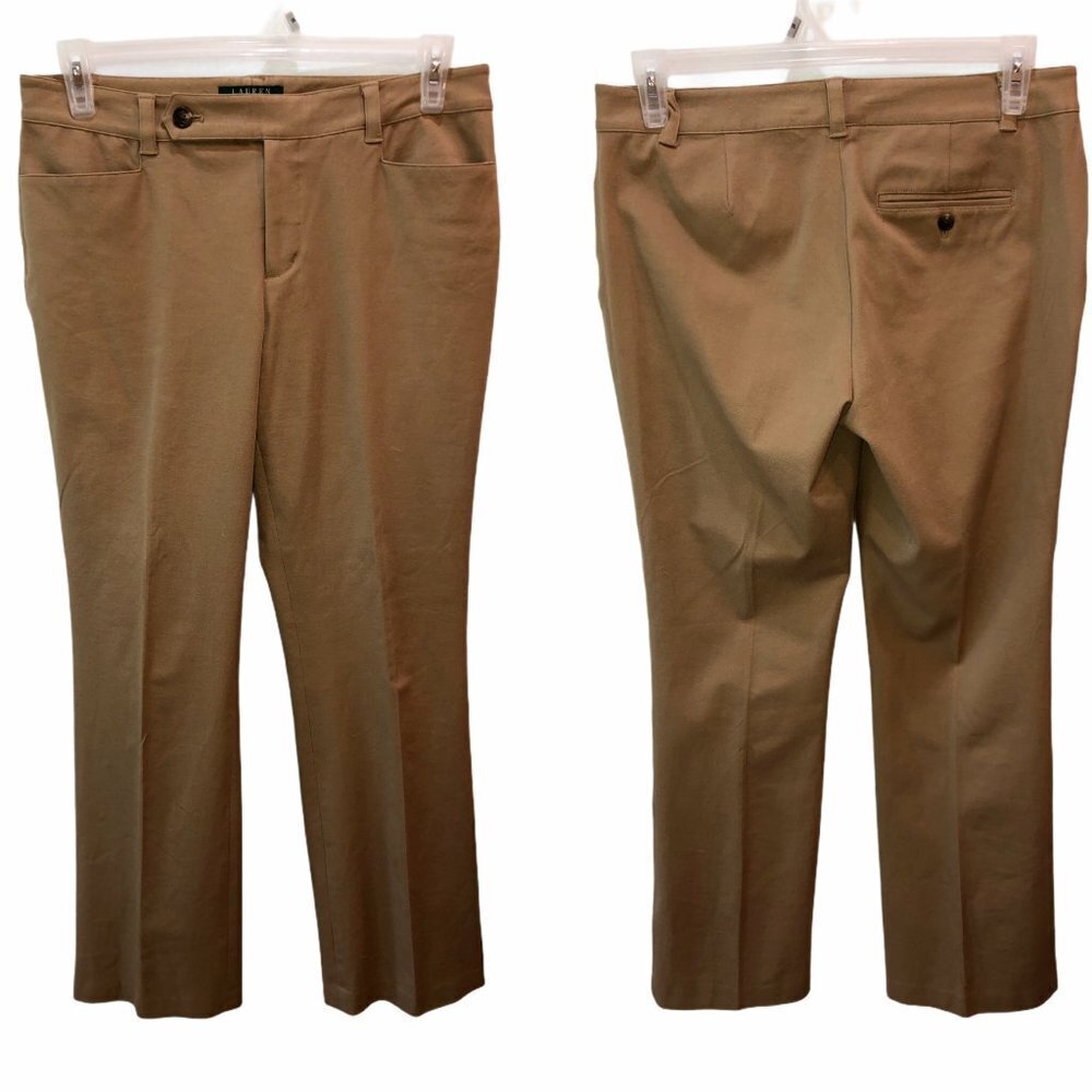 Lauren Ralph Lauren Womens Size 10 Tan Brown Adelle Flat Front Straight Pants